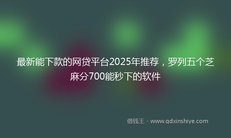 最新能下款的网贷平台2025年推荐，罗列五个芝麻分700能秒下的软件