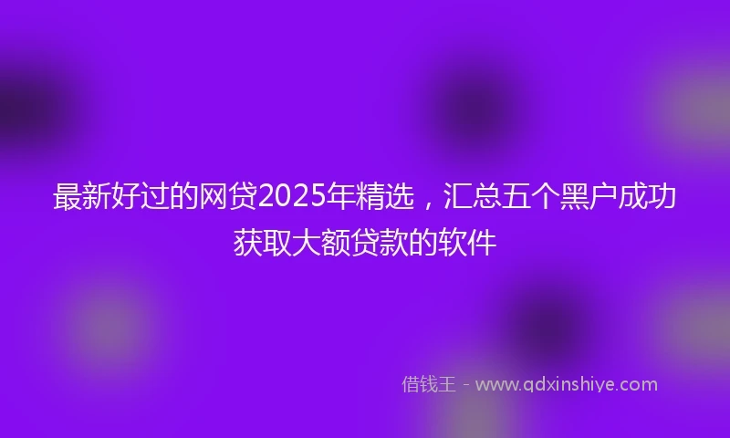 最新好过的网贷2025年精选，汇总五个黑户成功获取大额贷款的软件