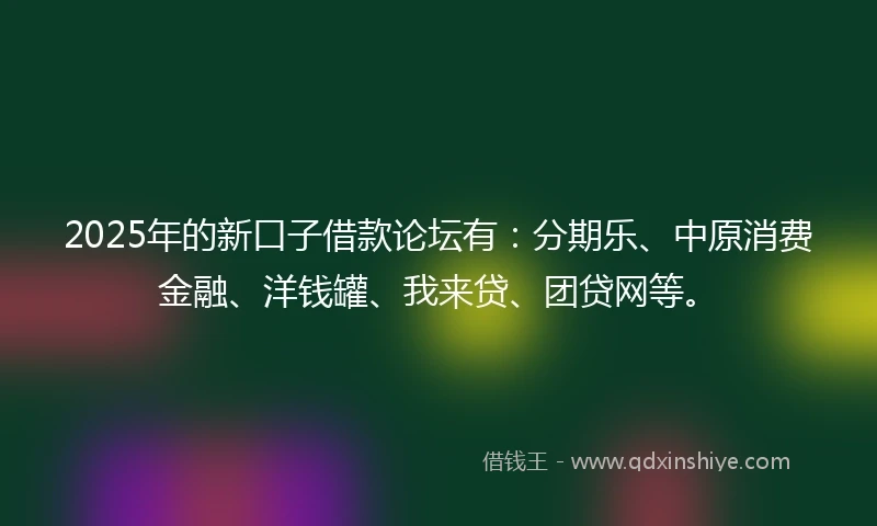 2025年的新口子借款论坛有：分期乐、中原消费金融、洋钱罐、我来贷、团贷网等。