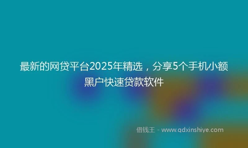 最新的网贷平台2025年精选，分享5个手机小额黑户快速贷款软件