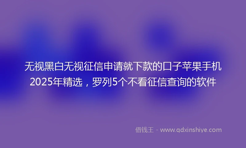 无视黑白无视征信申请就下款的口子苹果手机2025年精选，罗列5个不看征信查询的软件
