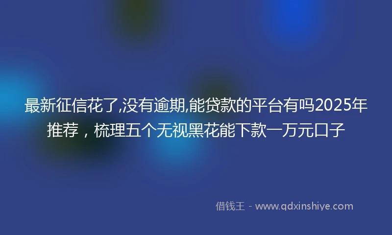最新征信花了,没有逾期,能贷款的平台有吗2025年推荐，梳理五个无视黑花能下款一万元口子