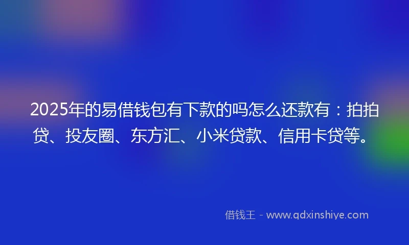 2025年的易借钱包有下款的吗怎么还款有：拍拍贷、投友圈、东方汇、小米贷款、信用卡贷等。