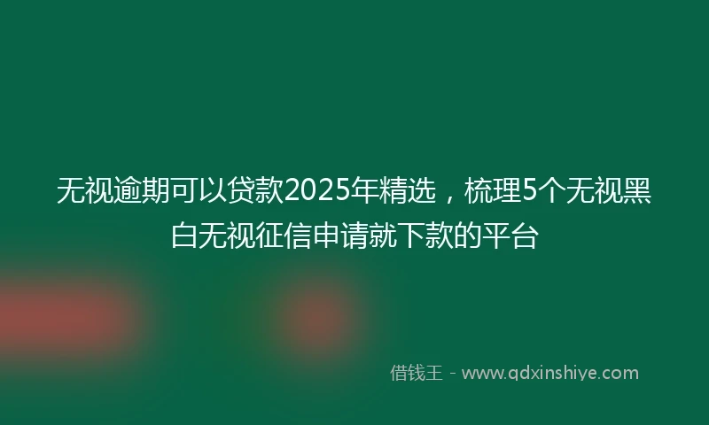 无视逾期可以贷款2025年精选，梳理5个无视黑白无视征信申请就下款的平台