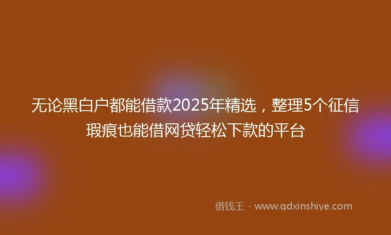 无论黑白户都能借款2025年精选，整理5个征信瑕疵也能借网贷轻松下款的平台