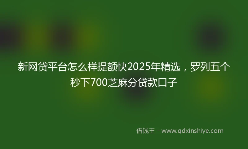 新网贷平台怎么样提额快2025年精选，罗列五个秒下700芝麻分贷款口子