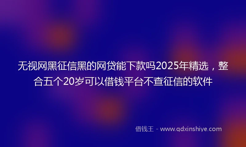 无视网黑征信黑的网贷能下款吗2025年精选，整合五个20岁可以借钱平台不查征信的软件