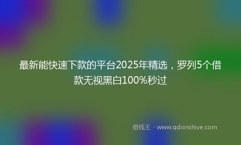 最新能快速下款的平台2025年精选，罗列5个借款无视黑白100%秒过