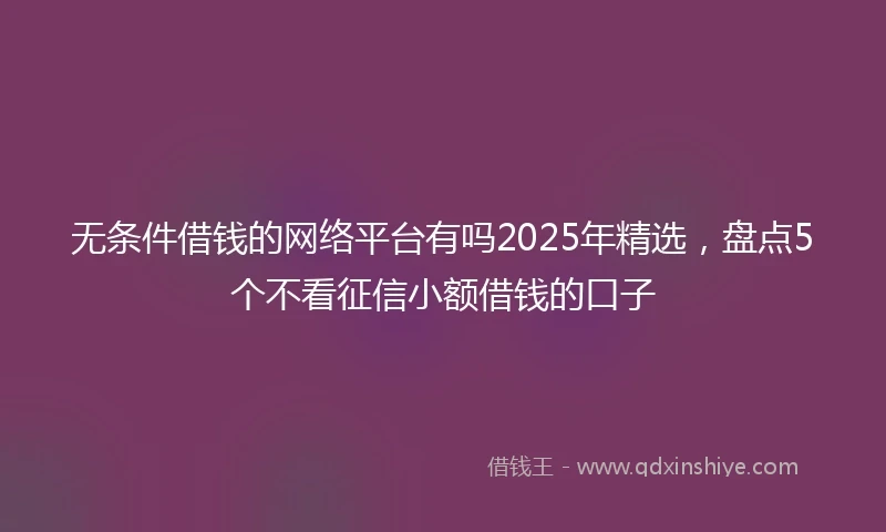 无条件借钱的网络平台有吗2025年精选，盘点5个不看征信小额借钱的口子