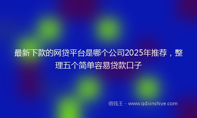 最新下款的网贷平台是哪个公司2025年推荐，整理五个简单容易贷款口子