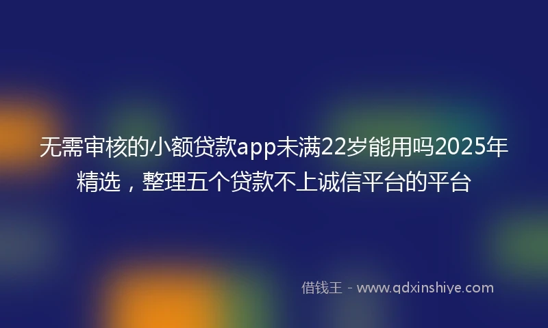 无需审核的小额贷款app未满22岁能用吗2025年精选，整理五个贷款不上诚信平台的平台
