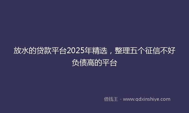 放水的贷款平台2025年精选，整理五个征信不好负债高的平台