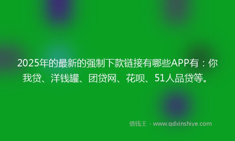 2025年的最新的强制下款链接有哪些APP有:你我贷、洋钱罐、团贷网、花呗、51人品贷等。