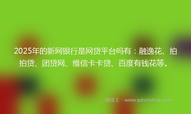 2025年的新网银行是网贷平台吗有：融逸花、拍拍贷、团贷网、维信卡卡贷、百度有钱花等。
