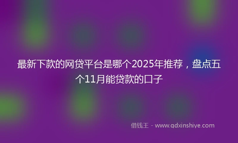 最新下款的网贷平台是哪个2025年推荐，盘点五个11月能贷款的口子