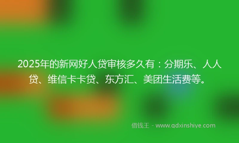 2025年的新网好人贷审核多久有：分期乐、人人贷、维信卡卡贷、东方汇、美团生活费等。
