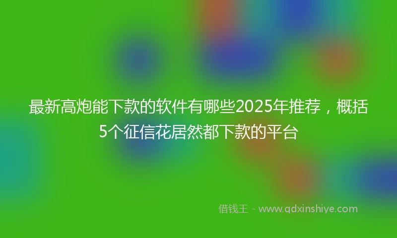最新高炮能下款的软件有哪些2025年推荐，概括5个征信花居然都下款的平台