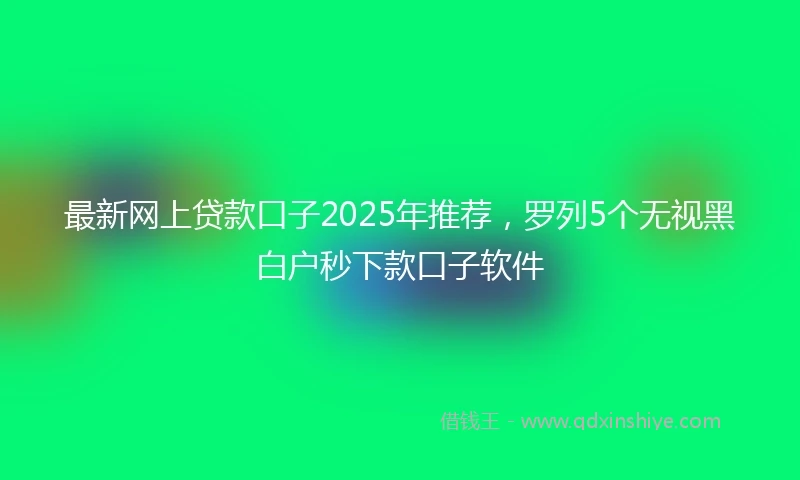 最新网上贷款口子2025年推荐，罗列5个无视黑白户秒下款口子软件