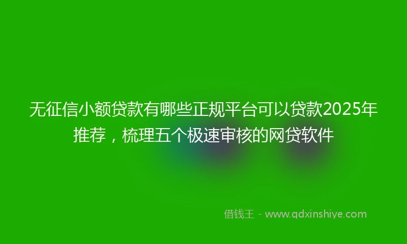 无征信小额贷款有哪些正规平台可以贷款2025年推荐，梳理五个极速审核的网贷软件