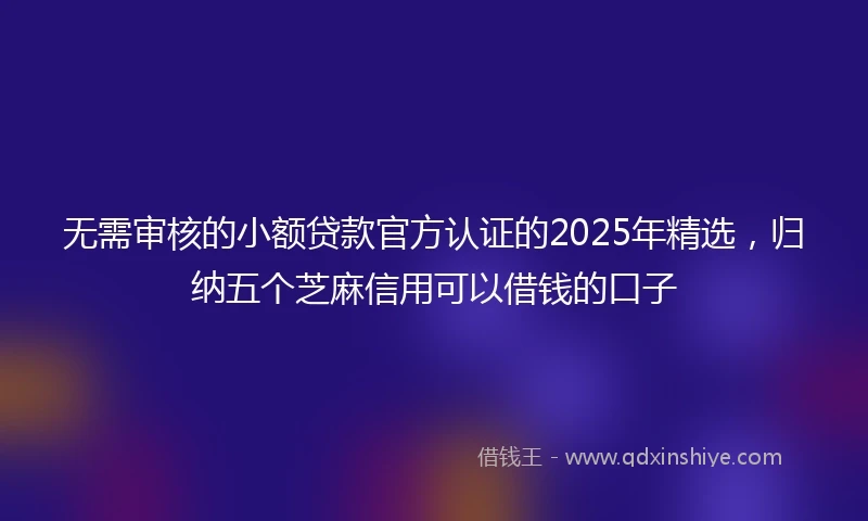 无需审核的小额贷款官方认证的2025年精选,归纳五个芝麻信用可以借钱的口子