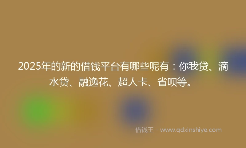 2025年的新的借钱平台有哪些呢有：你我贷、滴水贷、融逸花、超人卡、省呗等。