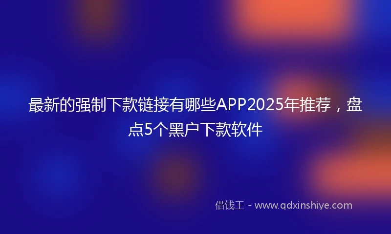 最新的强制下款链接有哪些APP2025年推荐,盘点5个黑户下款软件
