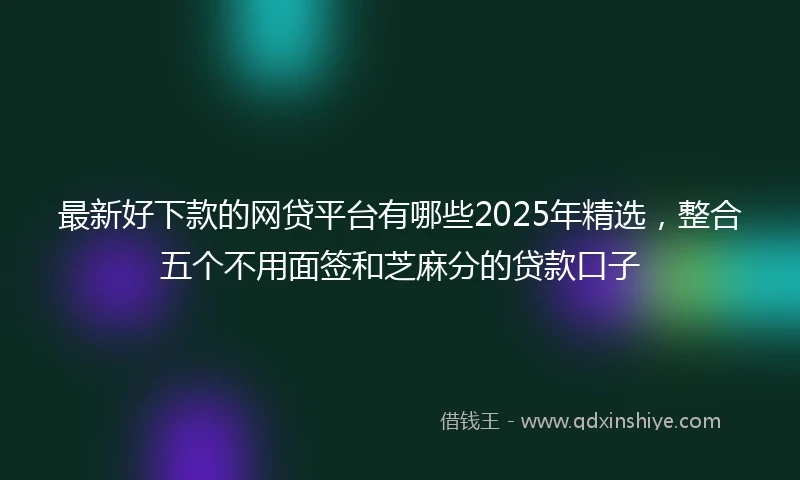 最新好下款的网贷平台有哪些2025年精选，整合五个不用面签和芝麻分的贷款口子