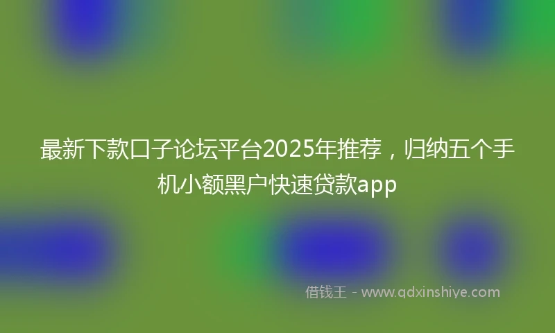 最新下款口子论坛平台2025年推荐，归纳五个手机小额黑户快速贷款app