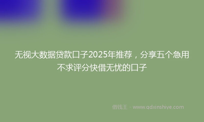 无视大数据贷款口子2025年推荐，分享五个急用不求评分快借无忧的口子