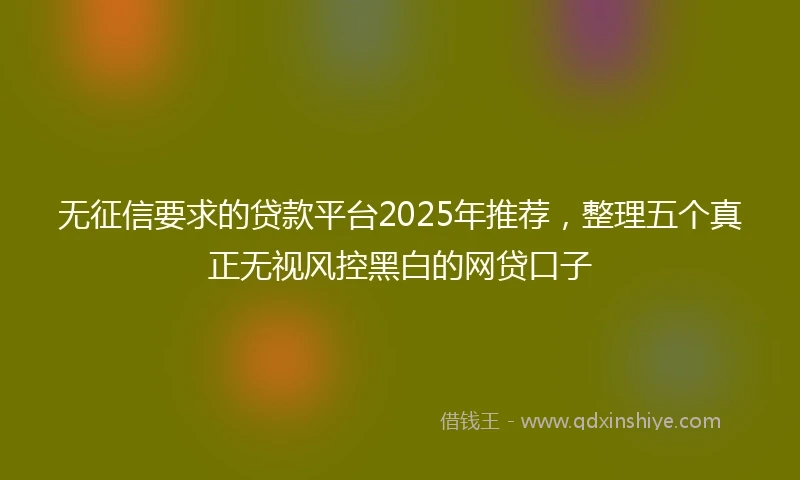 无征信要求的贷款平台2025年推荐，整理五个真正无视风控黑白的网贷口子