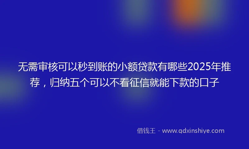 无需审核可以秒到账的小额贷款有哪些2025年推荐，归纳五个可以不看征信就能下款的口子