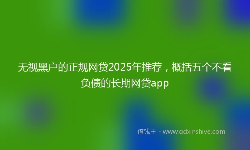 无视黑户的正规网贷2025年推荐,概括五个不看负债的长期网贷app