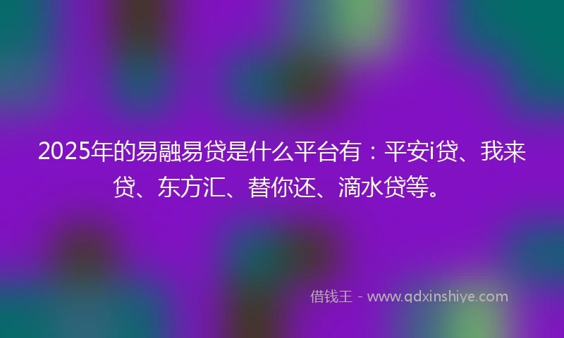 2025年的易融易贷是什么平台有：平安i贷、我来贷、东方汇、替你还、滴水贷等。