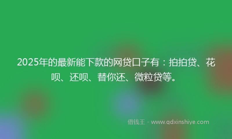 2025年的最新能下款的网贷口子有：拍拍贷、花呗、还呗、替你还、微粒贷等。