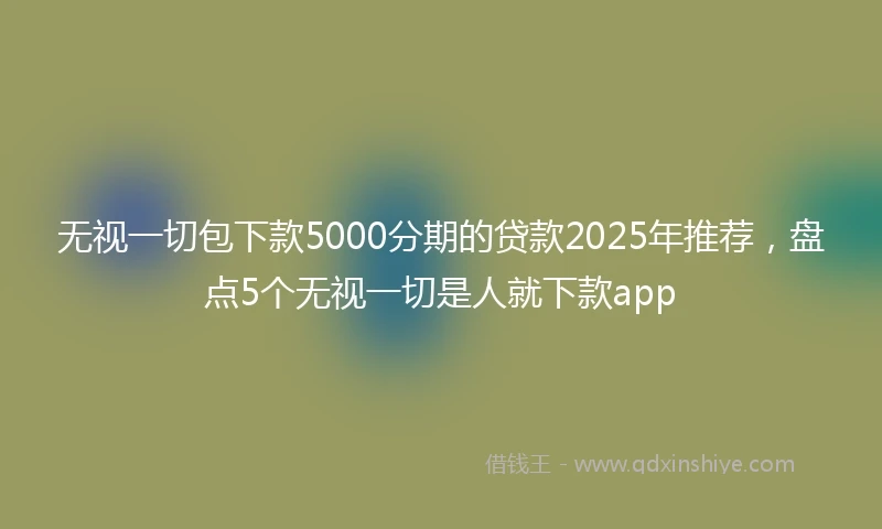 无视一切包下款5000分期的贷款2025年推荐，盘点5个无视一切是人就下款app