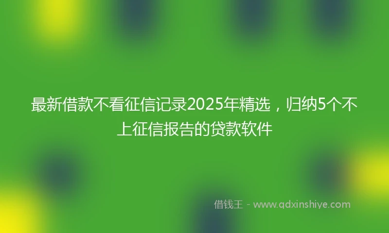 最新借款不看征信记录2025年精选，归纳5个不上征信报告的贷款软件