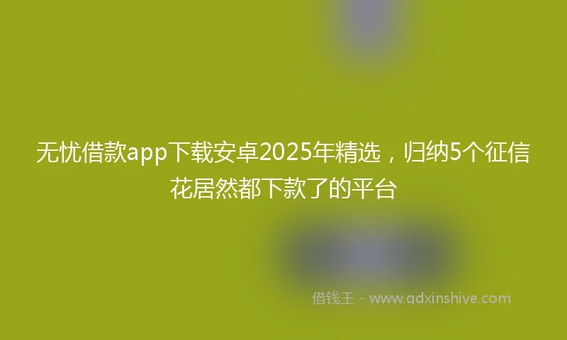 无忧借款app下载安卓2025年精选，归纳5个征信花居然都下款了的平台