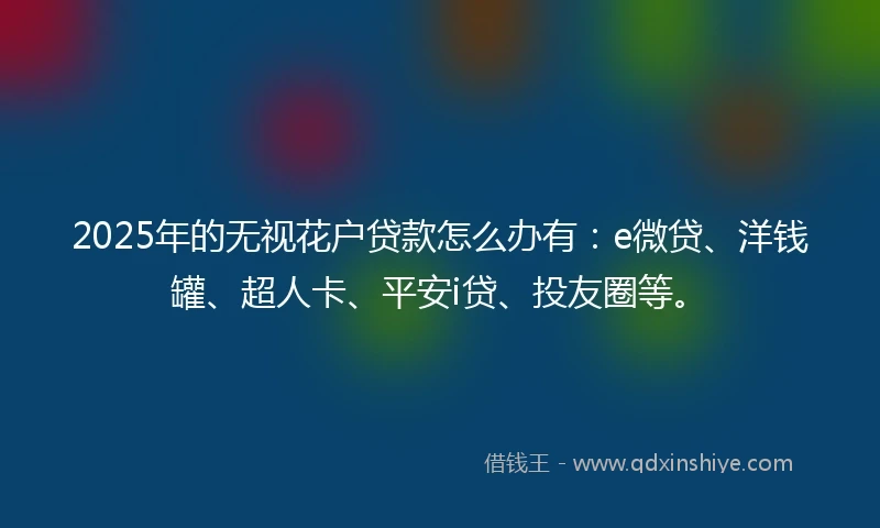 2025年的无视花户贷款怎么办有：e微贷、洋钱罐、超人卡、平安i贷、投友圈等。