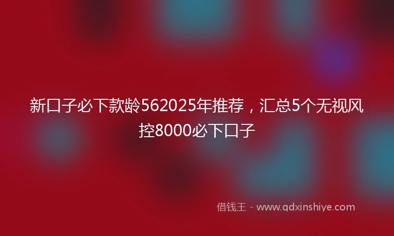 新口子必下款龄562025年推荐，汇总5个无视风控8000必下口子