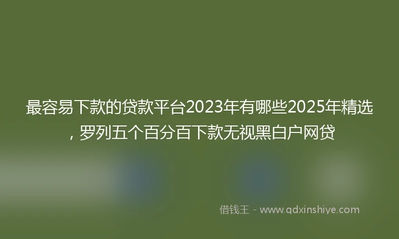 最容易下款的贷款平台2023年有哪些2025年精选，罗列五个百分百下款无视黑白户网贷