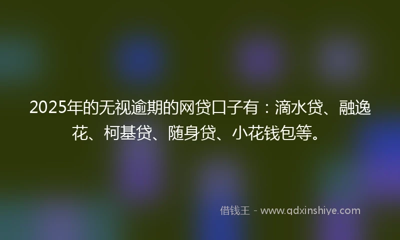 2025年的无视逾期的网贷口子有：滴水贷、融逸花、柯基贷、随身贷、小花钱包等。
