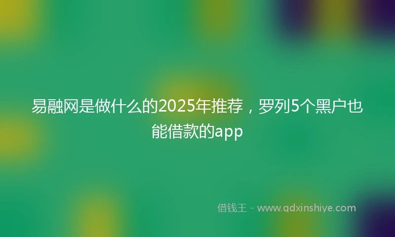 易融网是做什么的2025年推荐，罗列5个黑户也能借款的app