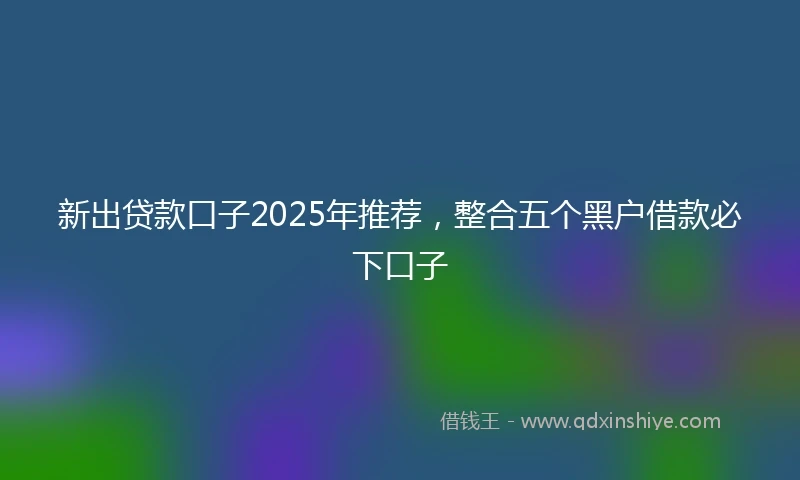 新出贷款口子2025年推荐，整合五个黑户借款必下口子