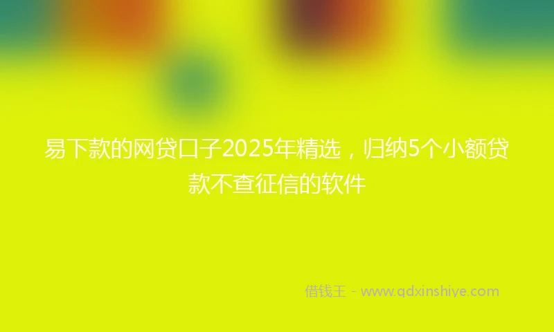 易下款的网贷口子2025年精选，归纳5个小额贷款不查征信的软件