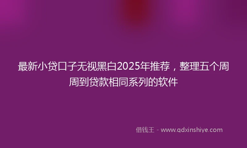 最新小贷口子无视黑白2025年推荐，整理五个周周到贷款相同系列的软件