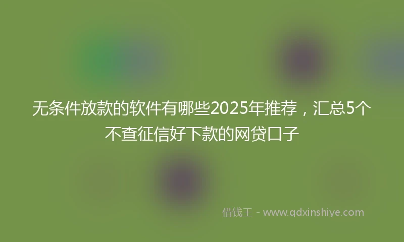 无条件放款的软件有哪些2025年推荐，汇总5个不查征信好下款的网贷口子
