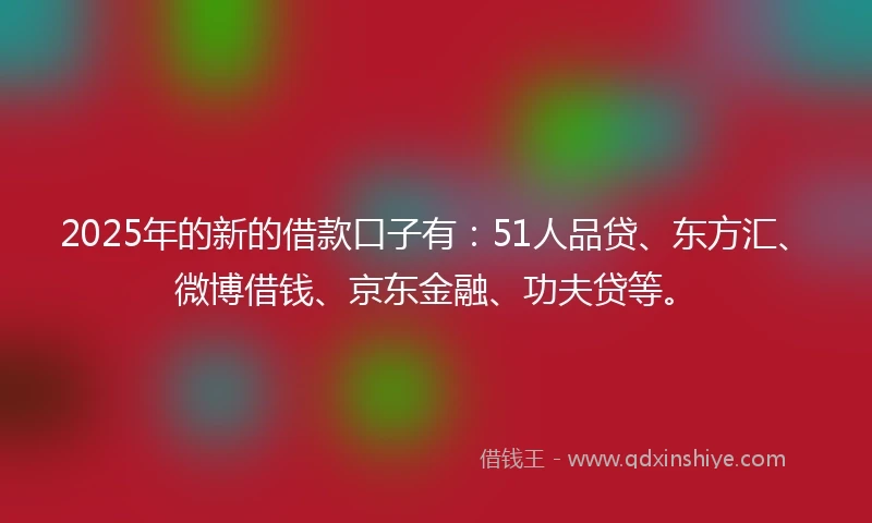 2025年的新的借款口子有：51人品贷、东方汇、微博借钱、京东金融、功夫贷等。