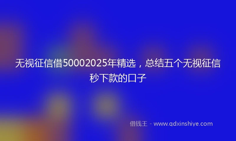 无视征信借50002025年精选，总结五个无视征信秒下款的口子
