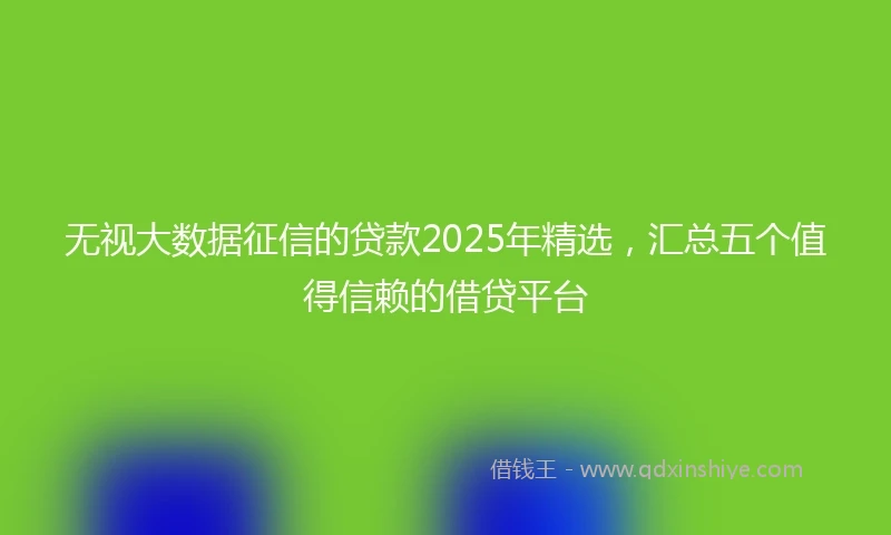 无视大数据征信的贷款2025年精选，汇总五个值得信赖的借贷平台