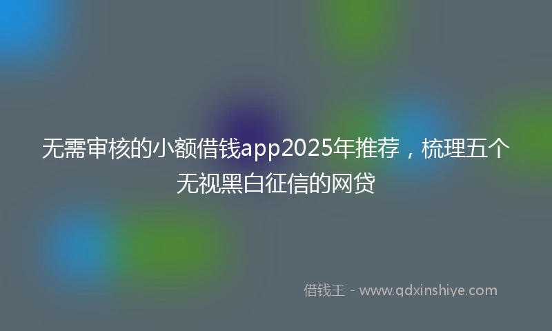无需审核的小额借钱app2025年推荐，梳理五个无视黑白征信的网贷